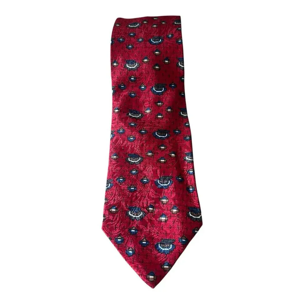 Vintage Christian Dior Monsieur Red Floral Silk Necktie